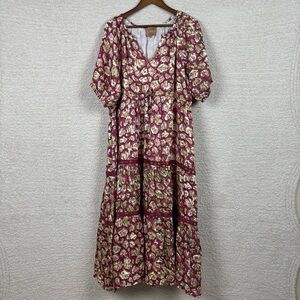 Clara The Label Dress Womens 3XL Plumeria Cyrene Maxi Tiered Floral Lined Cotton